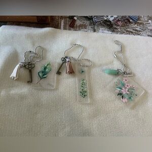 Set of 3 handmade rearview mirror hangars.  Chain is 10”